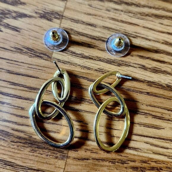 JOAN RIVERS Gold Link Pushback Drop Earrings, VINTAGE INSPIRED! - Picture 2 of 5